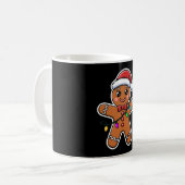Weihnachts-Gingerbread-Mann-Santa-Hut-Lichter Xmas Kaffeetasse (Vorderseite Links)