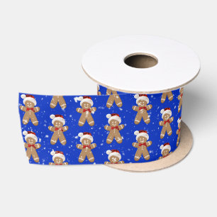 Weihnachts-Gingerbread-Männer in Schneeflocken Satinband