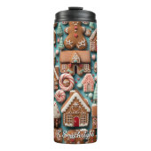 Weihnachts-Gingerbread-Musterkunst Thermosbecher (Vorderseite)