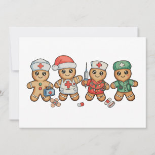 Weihnachts-Gingerbread Niedliche Krankenschwester  Feiertagskarte