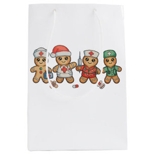 Weihnachts-Gingerbread Niedliche Krankenschwester Mittlere Geschenktüte