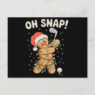 Weihnachts-Gingerbread Oh Snap Cookie Golf Golfer Feiertagspostkarte