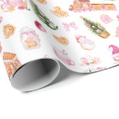 Weihnachts-Gingerbread Pink Geschenkpapier (Rolleneckpunkt)