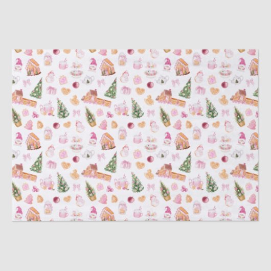 Weihnachts-Gingerbread Pink Seidenpapier (Vorderseite)