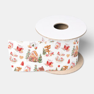 Weihnachts-Gingerbread Rot Satinband