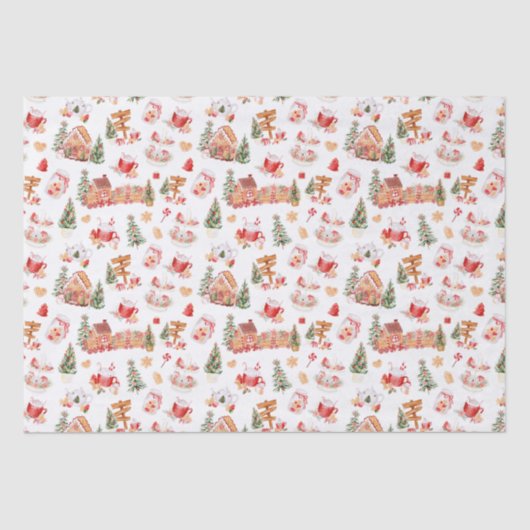 Weihnachts-Gingerbread Rot Seidenpapier (Vorderseite)