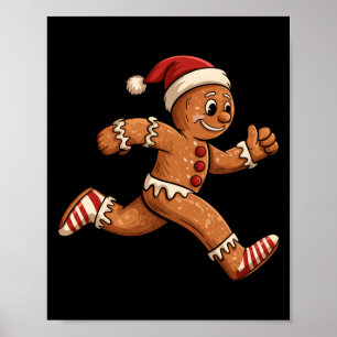 Weihnachts-Gingerbread-Running-Lustige-Läufer-Pyja Poster