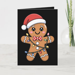 Weihnachts-Gingerbread-Santa-Hut-Xmas-Lichter Karte