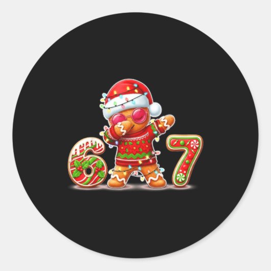 Weihnachts-Gingerbread Six Seven 67 Eis-Drip  Runder Aufkleber (Vorderseite)