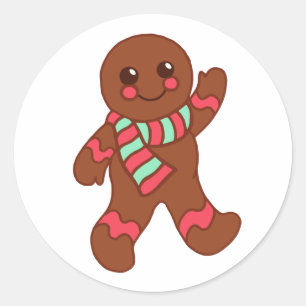 Weihnachts-Gingerbrot-Boy-Stickers Runder Aufkleber