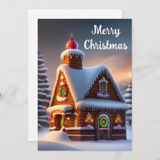 Weihnachts-Gingerbrot-Haus Feiertagskarte (Vorne/Hinten)