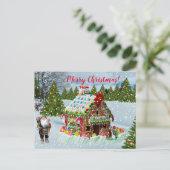 Weihnachts-Gingerbrot-Haus Feiertagspostkarte (Stehend Vorderseite)