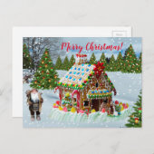 Weihnachts-Gingerbrot-Haus Feiertagspostkarte (Vorne/Hinten)