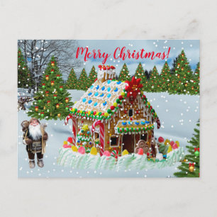 Weihnachts-Gingerbrot-Haus Feiertagspostkarte