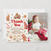 Weihnachts-Gingerbrot-Haus Geburtstags-Foto Dankeskarte (Vorderseite)