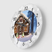 Weihnachts-Gingerbrot-Haus Große Wanduhr (Winkel)