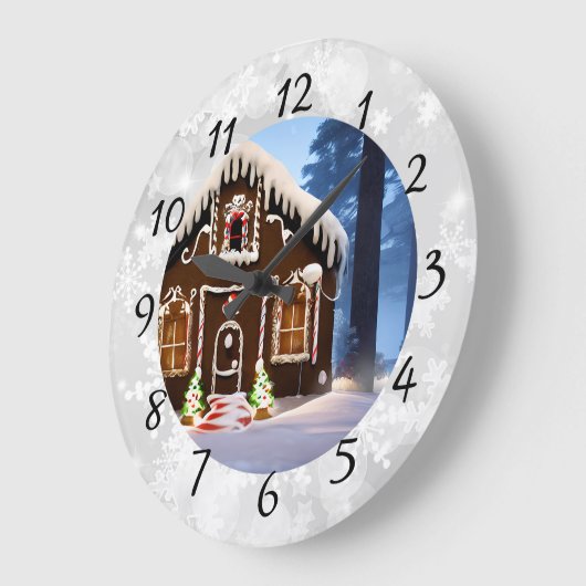 Weihnachts-Gingerbrot-Haus Große Wanduhr (Winkel)