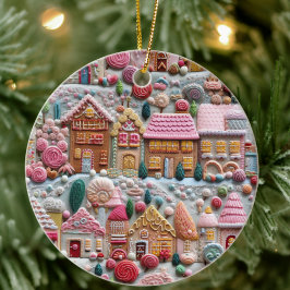Weihnachts-Gingerbrot-Haus Keramik Ornament
