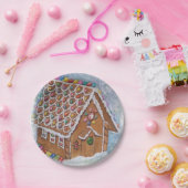 Weihnachts-Gingerbrot-Haus Pappteller (Party)