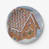 Weihnachts-Gingerbrot-Haus Pappteller (Vorderseite)