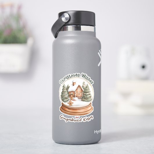 Weihnachts-Gingerbrot Holiday Snow Globe Aufkleber (HydroFlask)