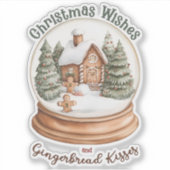 Weihnachts-Gingerbrot Holiday Snow Globe Aufkleber (Vorderseite)