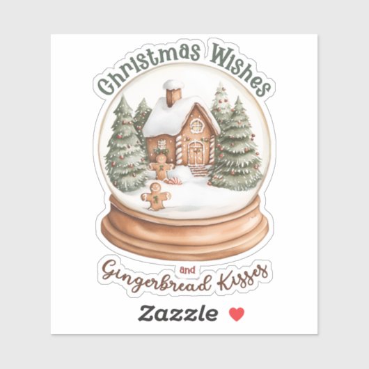 Weihnachts-Gingerbrot Holiday Snow Globe Aufkleber (Blatt)