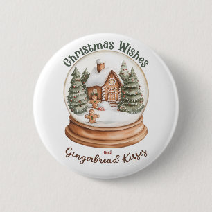 Weihnachts-Gingerbrot Holiday Snow Globe Button