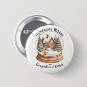 Weihnachts-Gingerbrot Holiday Snow Globe Button (Vorne & Hinten)