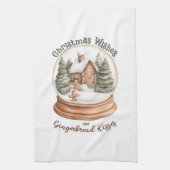 Weihnachts-Gingerbrot Holiday Snow Globe Geschirrtuch (Vertikal)