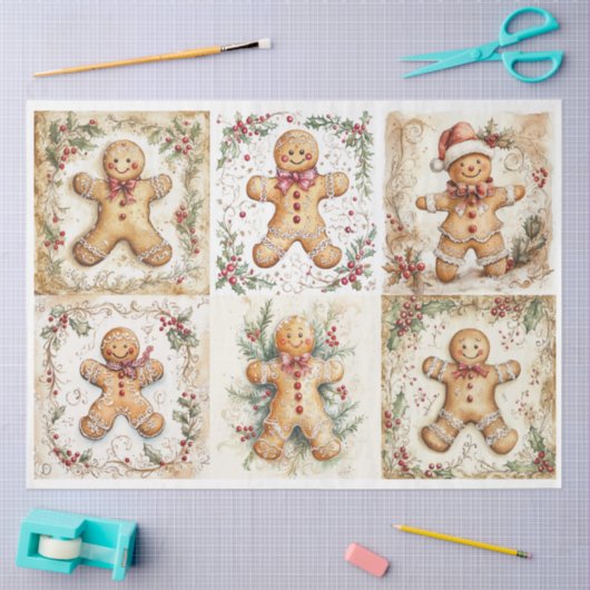 Weihnachts-Gingerbrot-Runden Seidenpapier (Basteln)