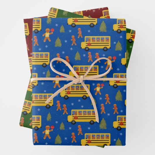 Weihnachts-Gingerbrot-Schulbusthema Geschenkpapier Set (Beispiel)