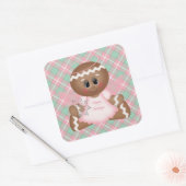 Weihnachts-Gingerbrot-Weihnachtsaufkleber Quadratischer Aufkleber (Umschlag)