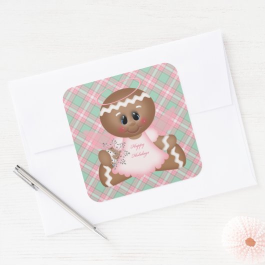 Weihnachts-Gingerbrot-Weihnachtsaufkleber Quadratischer Aufkleber (Umschlag)