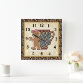 Weihnachts-Gingerbrotkaffee Quadratische Wanduhr (Zuhause)