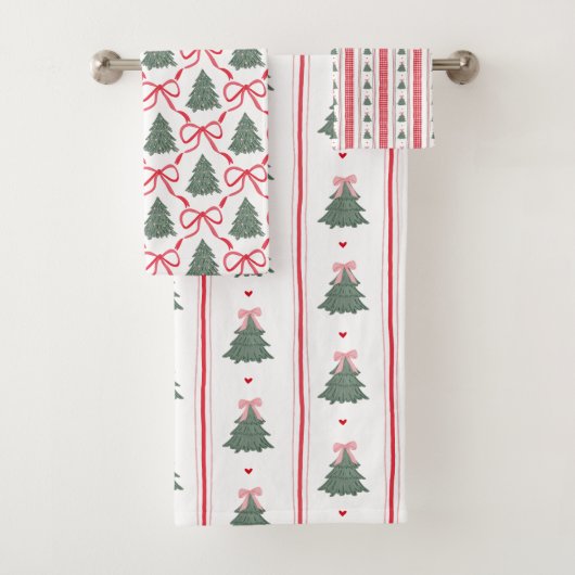 Weihnachts-Gingham-Band im Prep-Stil Badhandtuch Set (Insitu)