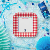 Weihnachts-Gingham-Schick Notizkarte Pappteller (Party)