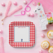 Weihnachts-Gingham-Schick Notizkarte Pappteller (Party)