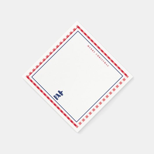 Weihnachts-Gingham-Schick Notizkarte Serviette (Ecke)