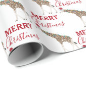 Weihnachts-Giraffe Funny Animal mit Weihnachtsmann Geschenkpapier (Rolleneckpunkt)