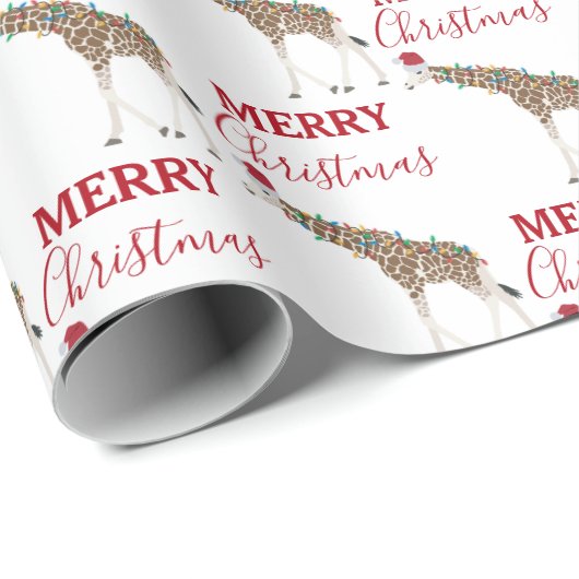 Weihnachts-Giraffe Funny Animal mit Weihnachtsmann Geschenkpapier (Rolleneckpunkt)