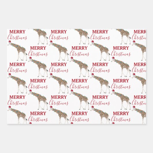 Weihnachts-Giraffe Funny Animal mit Weihnachtsmann Geschenkpapier Set (Vorderseite 3)