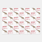Weihnachts-Giraffe Funny Animal mit Weihnachtsmann Geschenkpapier Set (Vorderseite)