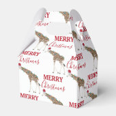 Weihnachts-Giraffe Funny Animal mit Weihnachtsmann Geschenkschachtel (Rückseite)