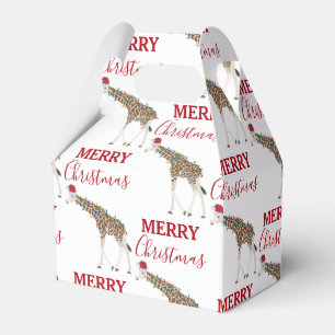 Weihnachts-Giraffe Funny Animal mit Weihnachtsmann Geschenkschachtel
