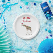 Weihnachts-Giraffe Funny Animal mit Weihnachtsmann Pappteller (Party)