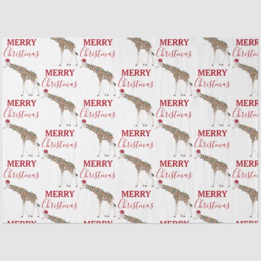 Weihnachts-Giraffe Funny Animal mit Weihnachtsmann Seidenpapier (Vorderseite)