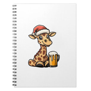 Weihnachts-Giraffe mit Bier _ Weihnachten Funny Pa Notizblock