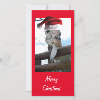Weihnachts-Giraffe mit einem Weihnachtshut Karte