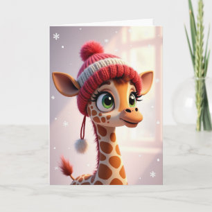 Weihnachts-Giraffe mit Hut Karte